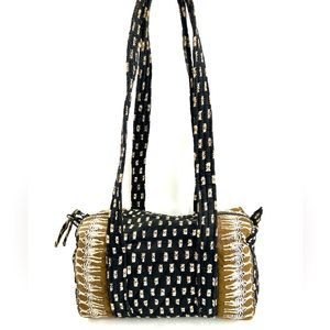 Vera Bradley Vintage Zebras Black Brown Small Duffel Shoulder Bag Purse 2001